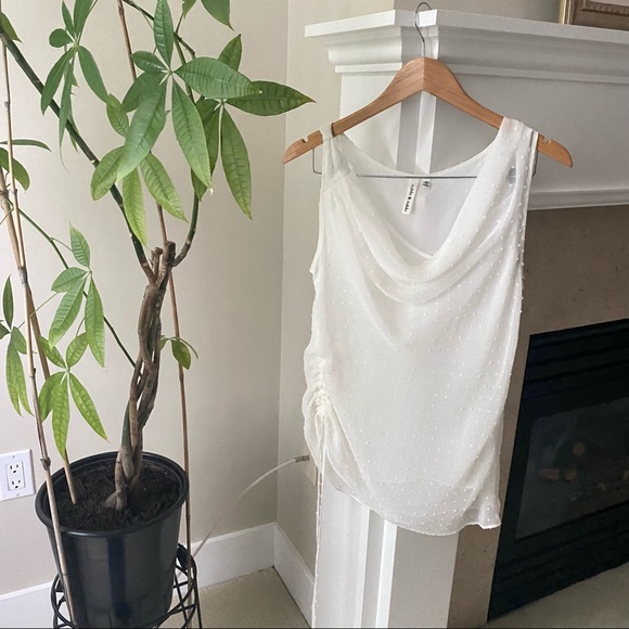 ROBBI & NIKKI White Dot Cowlneck Sleeveless Blouse - Picture 3 of 9